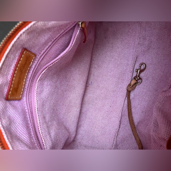 Dooney Orange Leather Satchel Barrel Bag 28cm - Picture 12 of 13